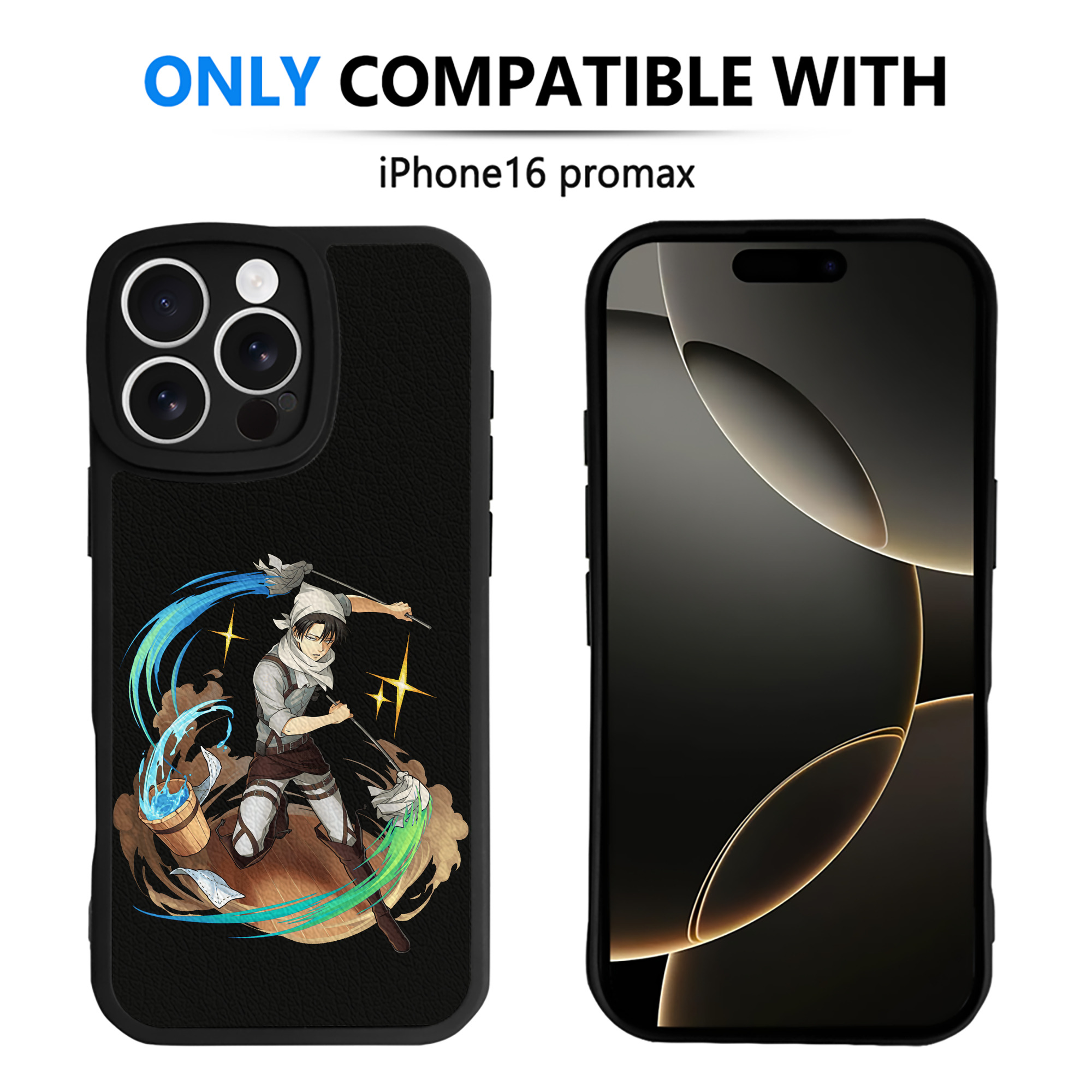 （画像用） 進撃の巨人 リヴァイ·アッカーマン Attack on Titan Levi Ackerman 【iPhone 16シリーズ対応】シリコンスマホケース（レザー調） 材質：シリコン